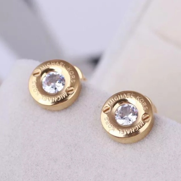 Michael Kors Jewelry - Michael Kors Gold Crystal Signature Stud Earrings Michael Kors Jewelry - Michael Kors Gold Crystal Signature Stud Earrings